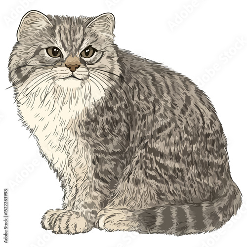 manul, animal, vector, transparent background, feline, fluffy, isolated, furry, mammal, beautiful, adorable, breed, cute, small, nature, wildlife, zoo