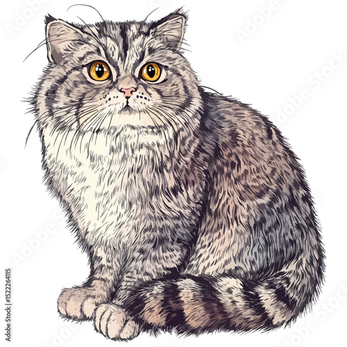 manul, animal, vector, transparent background, feline, fluffy, isolated, furry, mammal, beautiful, adorable, breed, cute, small, nature, wildlife, zoo