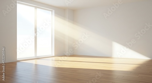 Empty interior room with wooden floor, window, and nobody inside