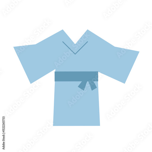 Simple Light Blue Japanese Yukata Illustration