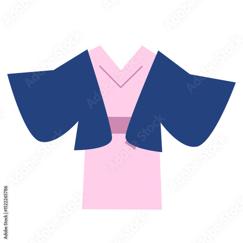 Japanese Yukata with Short Haori Jacket Illustration