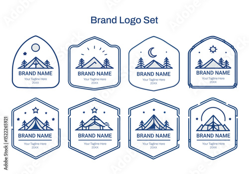 Minimal and Vintage Brand Logo Set – Outdoor, Camping, and Adventure Badge Emblems

