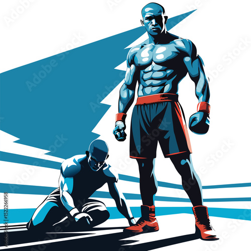 Boxing match fighter knockout sport athlete illustration art