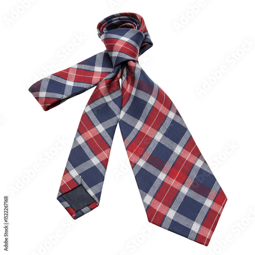 Isolated Plaid Necktie Red and Blue Colors a Timeless Accessory for Men