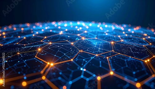 Abstract Network Security Hexagonal Grid, Adaptive Force Field, Data Protection, Cyber Security, Digital Technology