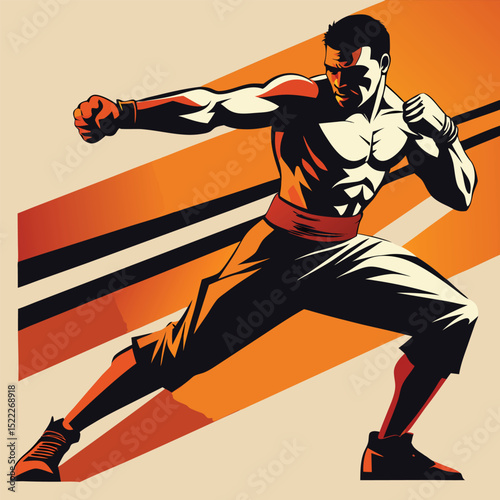 Martial arts fighter training karate kung fu illustration