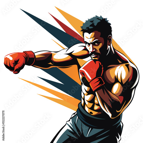Boxing athlete fighter illustration vector art design