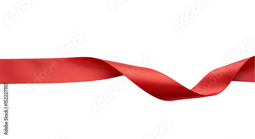 Isolated Red Ribbon Decorative Element in Celebration and Gift Design