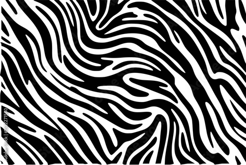 Black and white zebra stripes seamless vector pattern