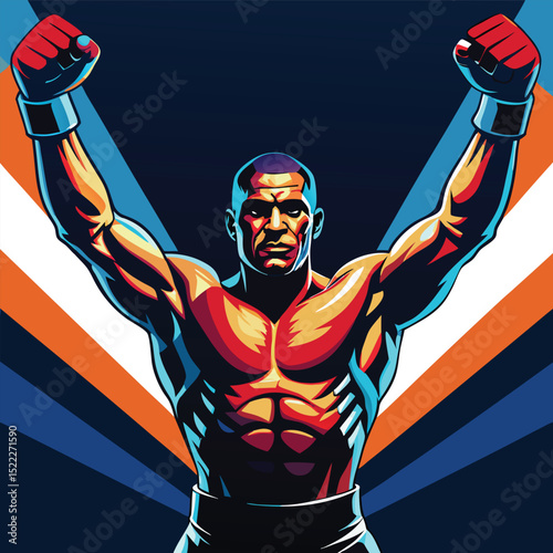 Boxer celebrating victory illustration sports champion art