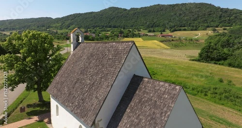 Aerial View of the Chapel of St. Andrew in Kamešnica, Continental Croatia