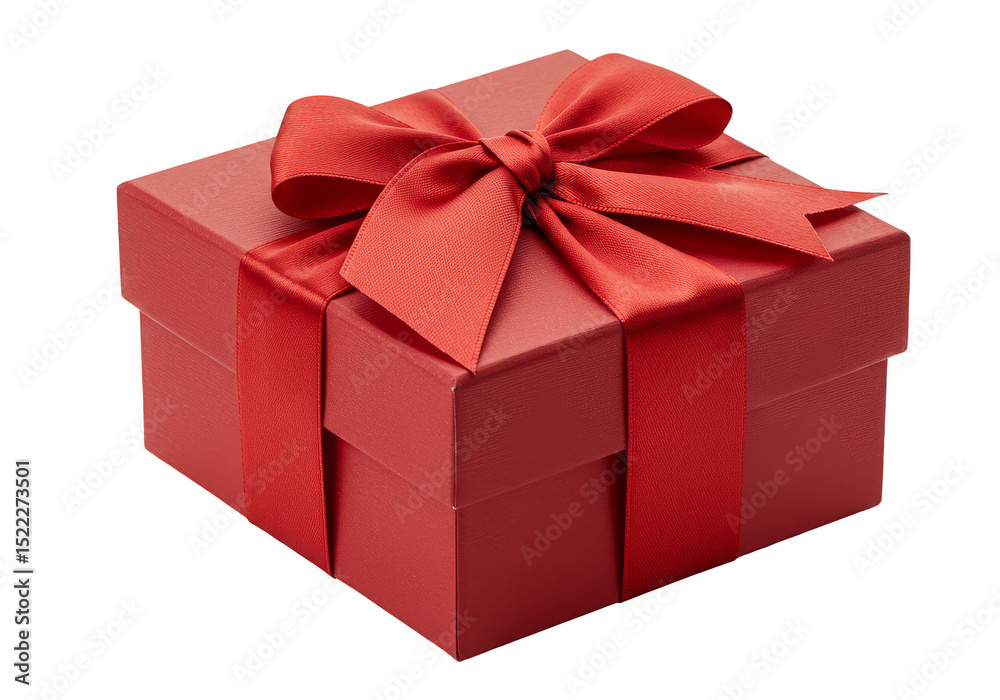 Fototapeta premium Isolated Red Gift Box with Bow for Celebration on Transparent Background