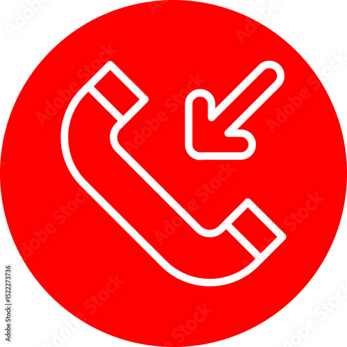 Call Incoming Vector Line White Circle Red
