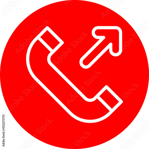 Call Outcoming Vector Line White Circle Red