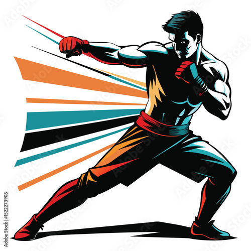 Martial arts fighter in stance illustration vector image