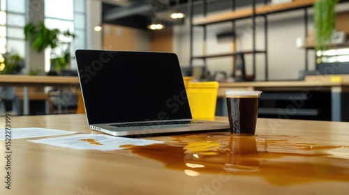Wallpaper Mural Office Manager Spills Coffee on Laptop During Important Presentation Torontodigital.ca
