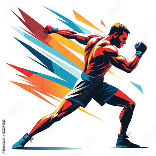 Abstract boxer training illustration fitness art design
