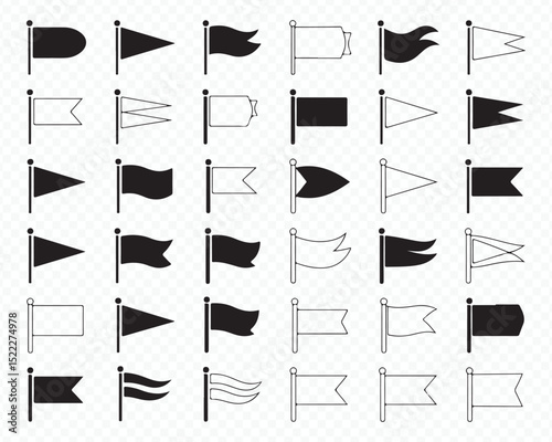 Minimalist Flag Icons Pack Various Shapes and Styles Vector