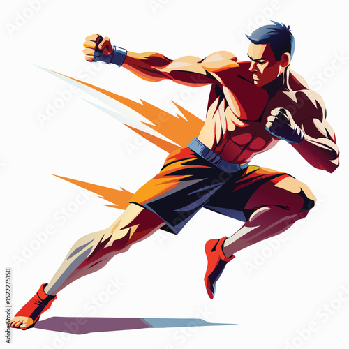 Fighter man boxing training martial arts fitness exercise