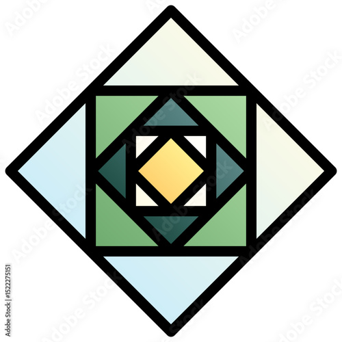 Squares within squares. Editable vector icon, coloured with outlined stroke.