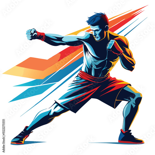 Boxing training fitness workout fighter sport illustration