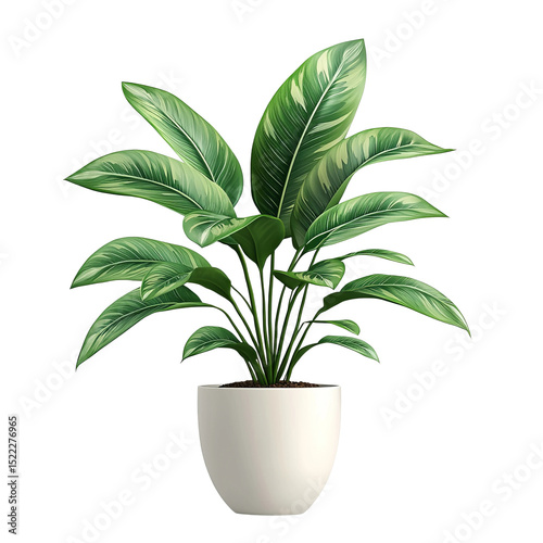 A vibrant, meticulously detailed, and photorealistic image of a potted plant showcasing the plant's intricate design, conveying a sense of botanical beauty.
