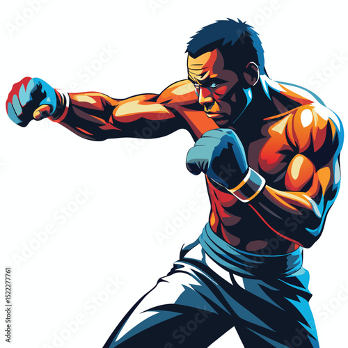 Boxing fighter training punch knockout sport illustration art