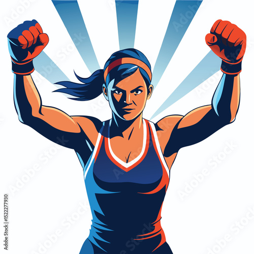 Fitness woman boxing workout strength training sport art