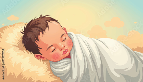 Sleeping newborn baby wrapped in cozy blanket, peaceful innocence