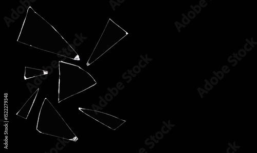 shards of broken glass on black background with room for text