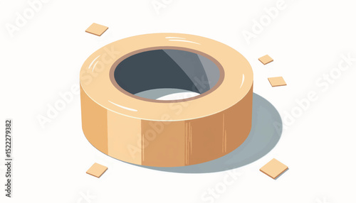 Minimalist packing tape roll illustration on white background, simplicity