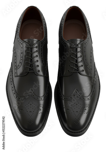 Isolated Black Leather Men's Dress Shoes Fashion Footwear Style