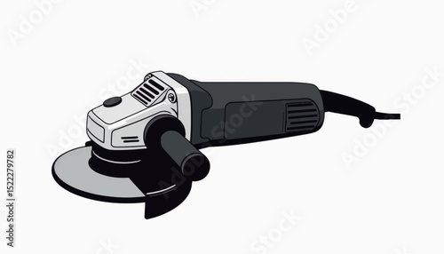 Angle grinder illustration showing sleek design on white background, tools