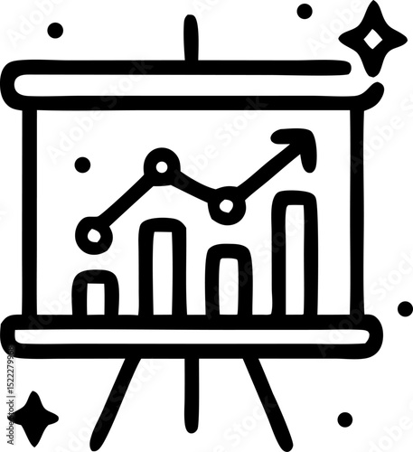 Technology empowers data visualization on presentation board graph. Suitable for tech, data analysis, business presentations, infographics, and educational materials.
