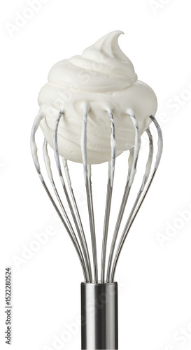 Isolated Transparent Background of Whisked Sweet Cream White Mixer