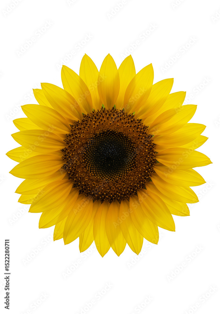 Fototapeta premium Isolated Transparent Background of Yellow Sunflower Flower Bloom Blossom