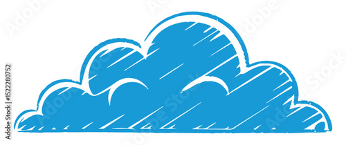 Blue cloud illustration with hand drawn scribble style