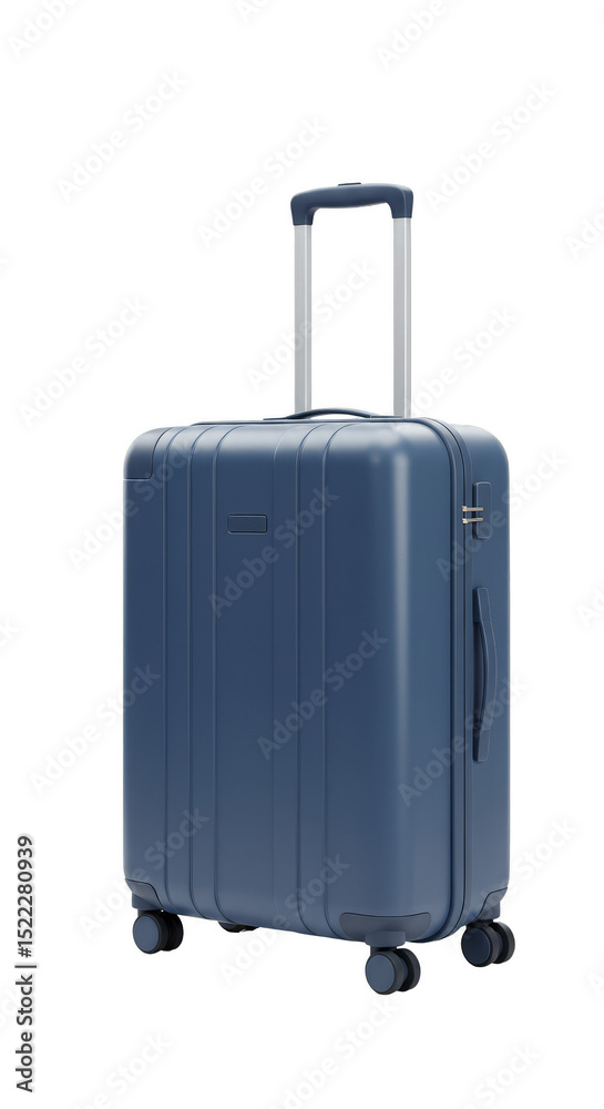 Isolated Blue Suitcase Luggage with Roller Handle and Wheeled Design Isolated Blue Suitcase Luggage with Roller Handle and Wheeled Design