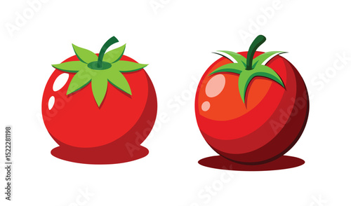 Two cartoon tomatoes isolated on white background