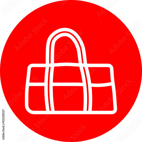 Gym Bag Vector Line White Circle Red