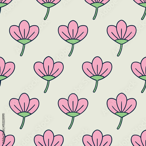 Vector Sweet Pea Flowers Seamless Pattern – Delicate Floral Repeat Design for Fabric and Decor
