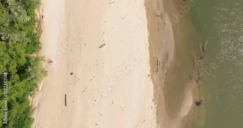 Aerial Photo of Gravel Bar with Stranded Trees on the Drava River, Croatia