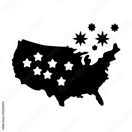 Fireworks patriotism Silhouette United States National Day Minimal Vector