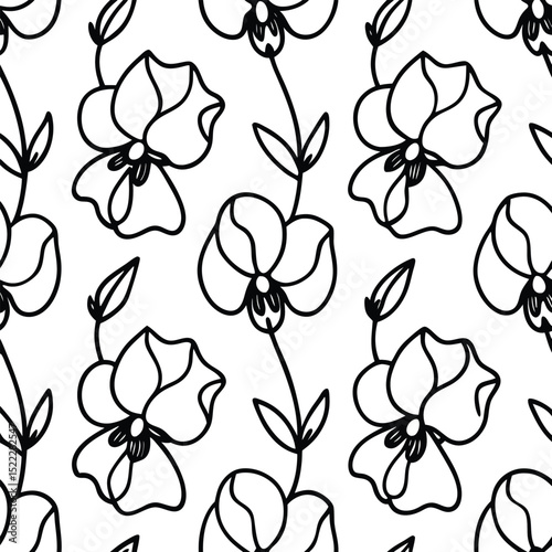 Vector Sweet Pea Flowers Seamless Pattern – Delicate Floral Repeat Design for Fabric and Decor