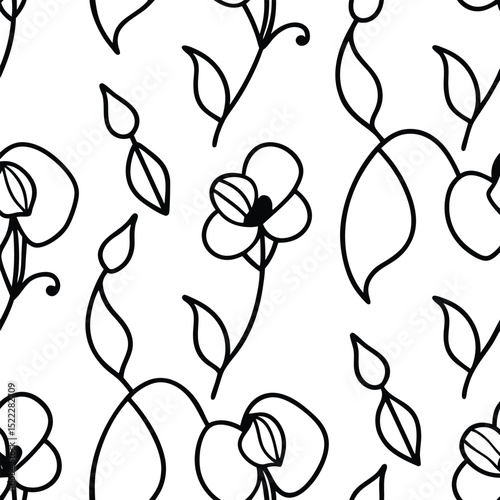 Vector Sweet Pea Flowers Seamless Pattern – Delicate Floral Repeat Design for Fabric and Decor