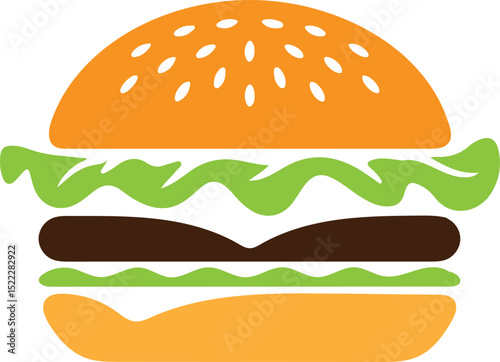 hamburger vector icon, cheeseburger silhouette, fast food burger design