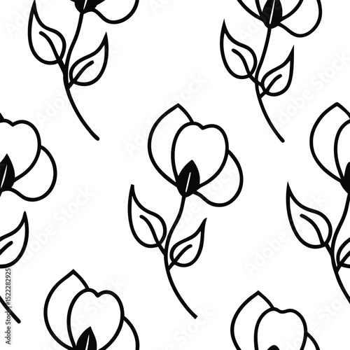 Vector Sweet Pea Flowers Seamless Pattern – Delicate Floral Repeat Design for Fabric and Decor