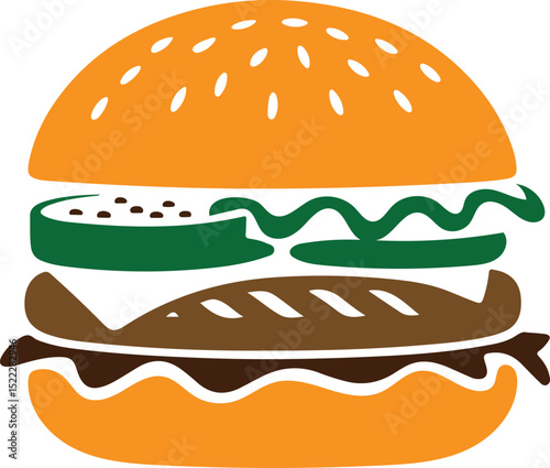 hamburger vector icon, cheeseburger silhouette, fast food burger design