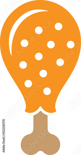 chicken drumstick vector, grilled leg icon, grilled chicken leg silhouette