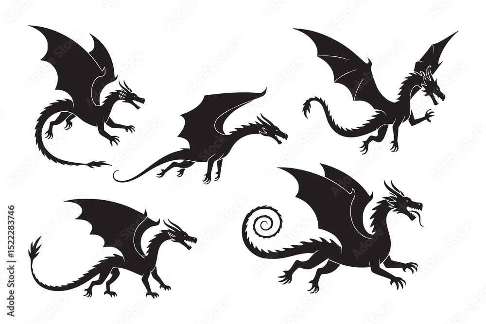 Black Dragon Vector Collection Black Dragon Vector Collection